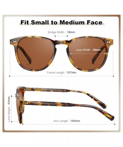 Retro Polarized Sunglasses for Women Small and Medium Face UV Protection, Handcrafted Acetate Frame Sunnies CA5285 4. Tortois...