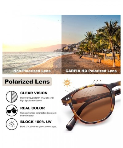 Retro Polarized Sunglasses for Women Small and Medium Face UV Protection, Handcrafted Acetate Frame Sunnies CA5285 4. Tortois...