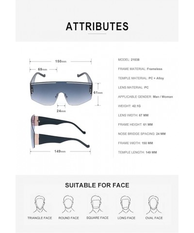 Large Frame Windproof Sunglasses Outdoor Riding Rimless Men's and Women's Glasses (Color : G, Size : Medium) Medium F $19.44 ...