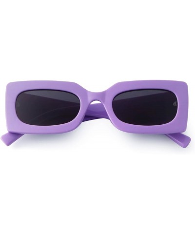 Rectangle Sunglasses for Women Retro 90s Trendy Chunky Glasses Outdoor Sun Glasses Pink Frame Purple/Grey $8.66 Rectangular