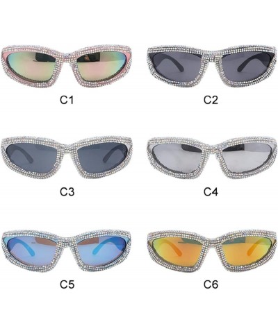 Rhinestone Cat Eye Sunglasses Women Men Trends Punk Sun Glasses Goggle Diamond Eyewear Shades Party Eyeglasses 2pcs-black&sil...