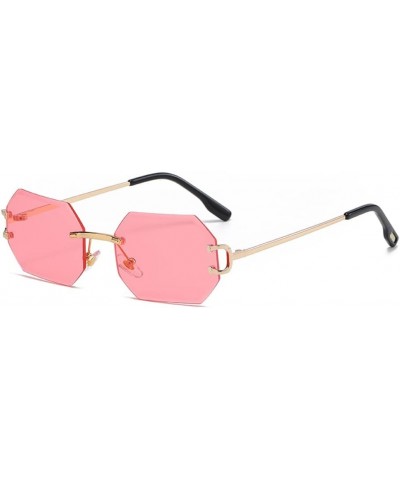 Octagon Rimless Sunglasses for Men Women Polygon Frameless Gold With Pink $11.96 Rimless