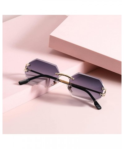 Octagon Rimless Sunglasses for Men Women Polygon Frameless Gold With Pink $11.96 Rimless