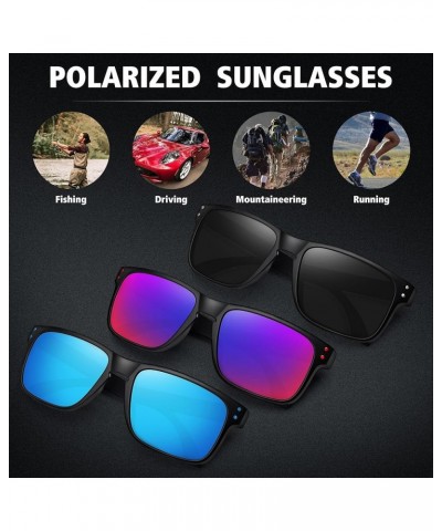 Polarized Sunglasses for Men Women Sports Driving Fishing Glasses UV400 Protection 3pack-black+black Frame/Purple Blue Mirror...