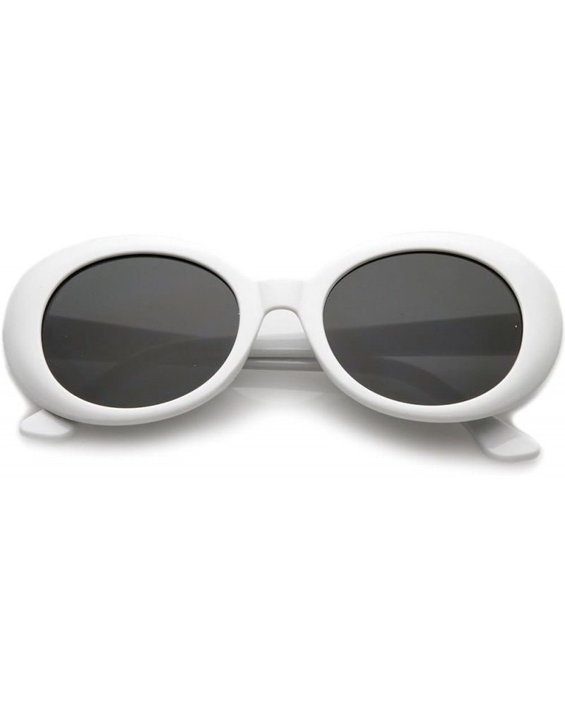 Large Clout Goggles Thick Oval Frame Sunglasses with Round Lens 53mm White / Smoke $8.90 Oval