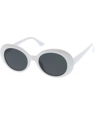 Large Clout Goggles Thick Oval Frame Sunglasses with Round Lens 53mm White / Smoke $8.90 Oval