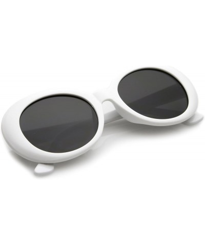 Large Clout Goggles Thick Oval Frame Sunglasses with Round Lens 53mm White / Smoke $8.90 Oval