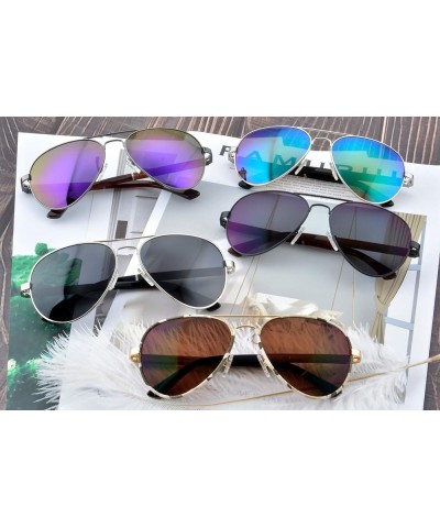 Pilot Metal Frame UV400 Polarized Sun Glasses Wood Sunglasses for Men-S1570 Silver&ebony Frame green CR39 lens $13.23 Aviator