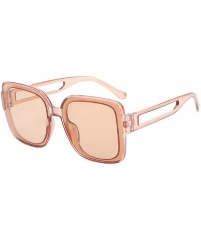 Large Square Frame Sunglasses Female Personality Hollow Temple Sunglasses Male Shade Sunglasses Champagne $5.60 Square