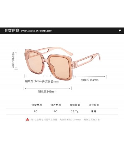 Large Square Frame Sunglasses Female Personality Hollow Temple Sunglasses Male Shade Sunglasses Champagne $5.60 Square