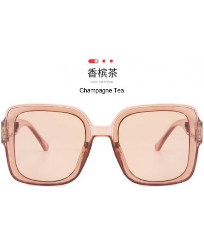 Large Square Frame Sunglasses Female Personality Hollow Temple Sunglasses Male Shade Sunglasses Champagne $5.60 Square