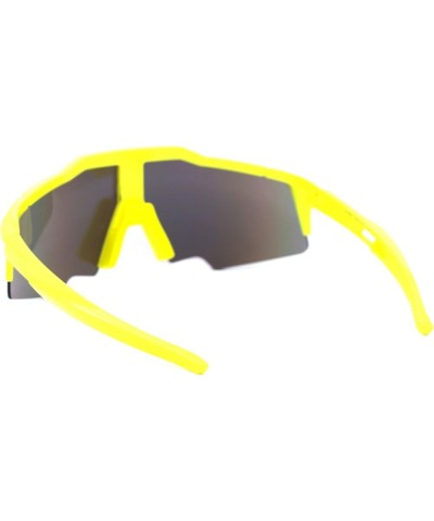 Shield Wrap Around Goggle Sunglasses Oversized Half Rim Mirror Lens UV 400 Yellow (Teal Mirror) $9.15 Goggle