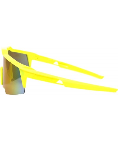 Shield Wrap Around Goggle Sunglasses Oversized Half Rim Mirror Lens UV 400 Yellow (Teal Mirror) $9.15 Goggle