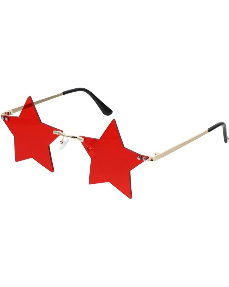 1 Pair Star Rimless Sunglasses Star Shaped Frameless Glasses, Grey Red $8.21 Rimless