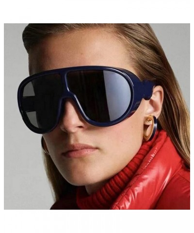 Oversized One Piece Sunglasses for Women Men Flat Top Trendy Shades Retro Design Outdoor Male Pilot Sun Glasses Silver $11.26...