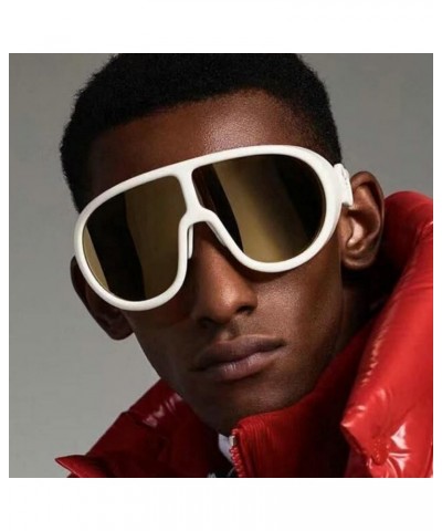 Oversized One Piece Sunglasses for Women Men Flat Top Trendy Shades Retro Design Outdoor Male Pilot Sun Glasses Silver $11.26...