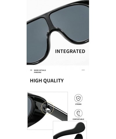 Oversized One Piece Sunglasses for Women Men Flat Top Trendy Shades Retro Design Outdoor Male Pilot Sun Glasses Silver $11.26...