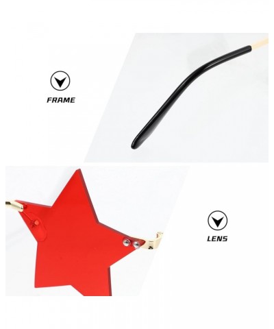 1 Pair Star Rimless Sunglasses Star Shaped Frameless Glasses, Grey Red $8.21 Rimless