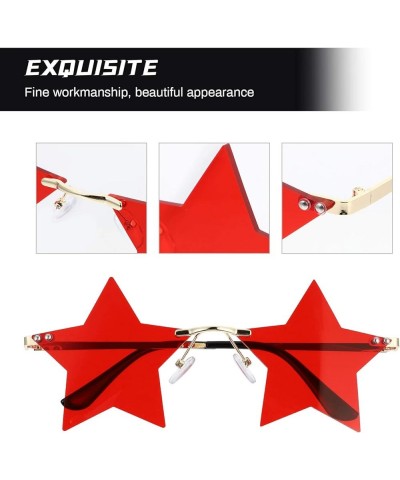 1 Pair Star Rimless Sunglasses Star Shaped Frameless Glasses, Grey Red $8.21 Rimless