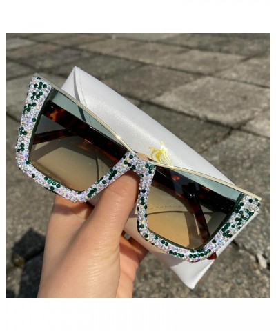 Half-Frame Square Rhinestone Sunglasses Women Luxury Big Shades Female Oversize Cat Eye Rhinestone Sun Glasses UV400 Green $9...