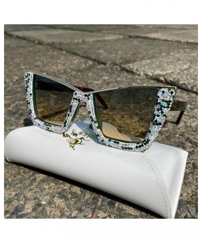 Half-Frame Square Rhinestone Sunglasses Women Luxury Big Shades Female Oversize Cat Eye Rhinestone Sun Glasses UV400 Green $9...