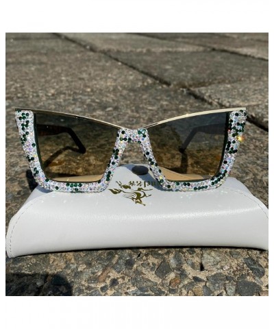 Half-Frame Square Rhinestone Sunglasses Women Luxury Big Shades Female Oversize Cat Eye Rhinestone Sun Glasses UV400 Green $9...