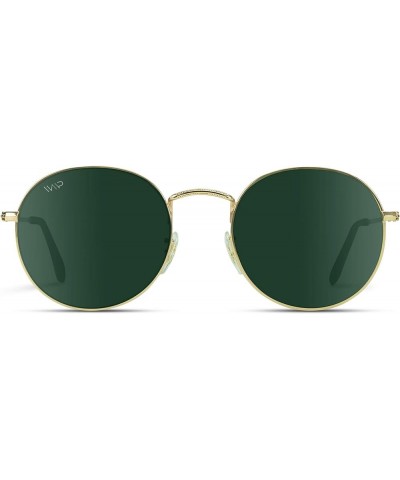 Reflective Lens Round Trendy Sunglasses Gold Frame/Smoke Green Lens $10.44 Round