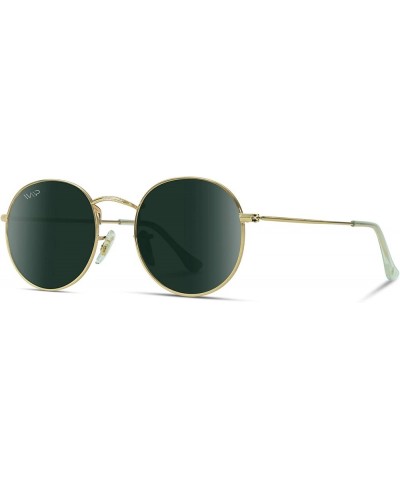 Reflective Lens Round Trendy Sunglasses Gold Frame/Smoke Green Lens $10.44 Round