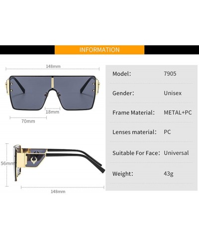 Large Frame One-Piece Metal Sunglasses Decorated with Retro Male and Female Sunshade Holiday Sunglasses (Color : H, Size : Me...