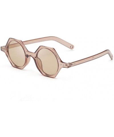 Retro round frame polygon sunglasses personality funny men and women sunglasses Tea Frame Tea Flakes $5.42 Round