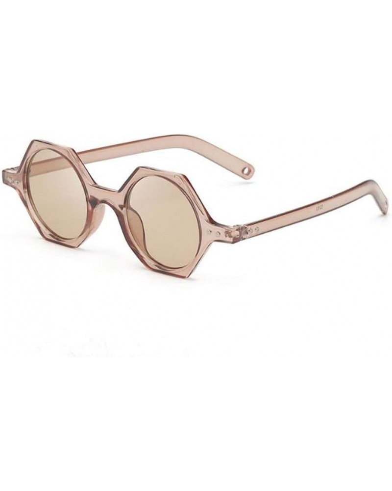 Retro round frame polygon sunglasses personality funny men and women sunglasses Tea Frame Tea Flakes $5.42 Round