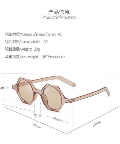 Retro round frame polygon sunglasses personality funny men and women sunglasses Tea Frame Tea Flakes $5.42 Round