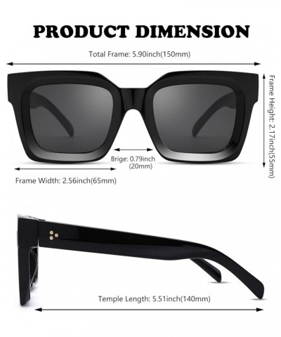 Thick Square Sunglasses for Women Men – Trendy Retro Chunky Rectangle Sun Glasses Black Shades B4* (Black/Black + Black/Yello...