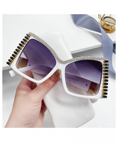 Cat Eye Sunglasses For Women Fashion Rhinestone Sunglasses Shiny Party Sun Glasses Female Gradient Butterfly Glasses 2pcs-whi...