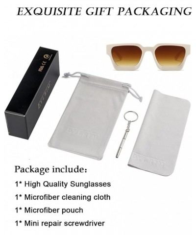 Thick Square Frame Sunglasses for Women Men Fashion Chunky Rectangle Sun Glasses Black Shades 194 Beige/Gradient Tea $11.99 A...