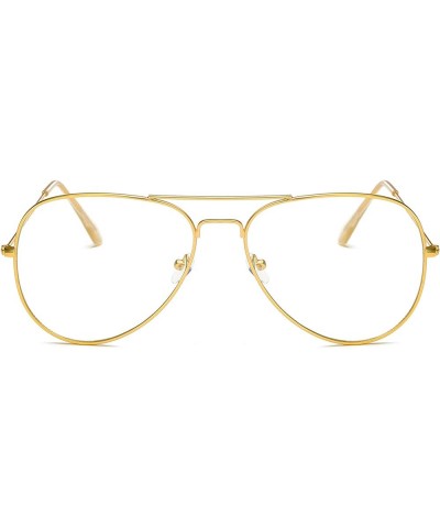 Non Prescription Premium Clear Aviator Glasses Silver Frame Fashion Sunglasses Shiny Gold $10.79 Aviator