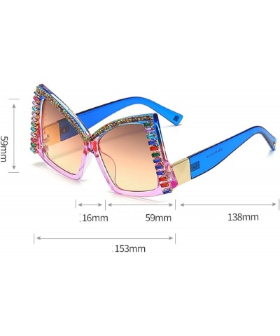 Cat Eye Sunglasses For Women Fashion Rhinestone Sunglasses Shiny Party Sun Glasses Female Gradient Butterfly Glasses 2pcs-whi...