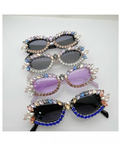 Melrose/Fashion Oval Diamond Sunglasses Ladies Luxury Rhinestone Sunglasses Ladies Crystal Sunglasses Purple $9.66 Oval