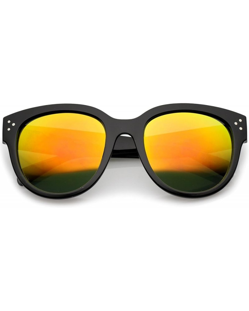 Women's Oversize Horn Rimmed Colored Mirror Lens Cat Eye Sunglasses 56mm Black / Orange Mirror $8.95 Cat Eye