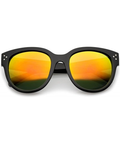 Women's Oversize Horn Rimmed Colored Mirror Lens Cat Eye Sunglasses 56mm Black / Orange Mirror $8.95 Cat Eye