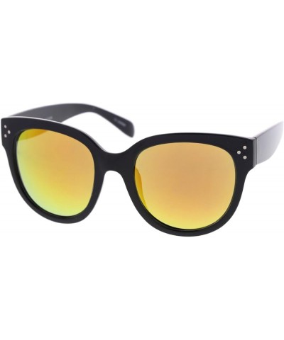 Women's Oversize Horn Rimmed Colored Mirror Lens Cat Eye Sunglasses 56mm Black / Orange Mirror $8.95 Cat Eye