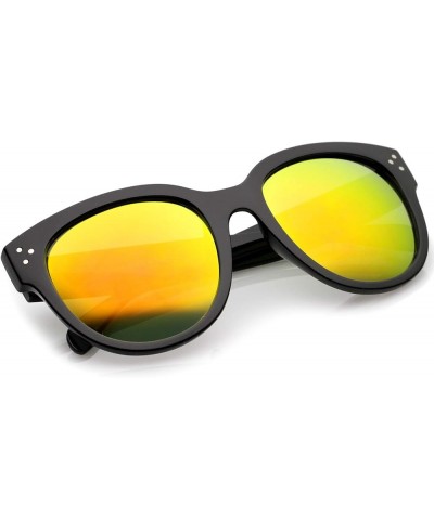 Women's Oversize Horn Rimmed Colored Mirror Lens Cat Eye Sunglasses 56mm Black / Orange Mirror $8.95 Cat Eye