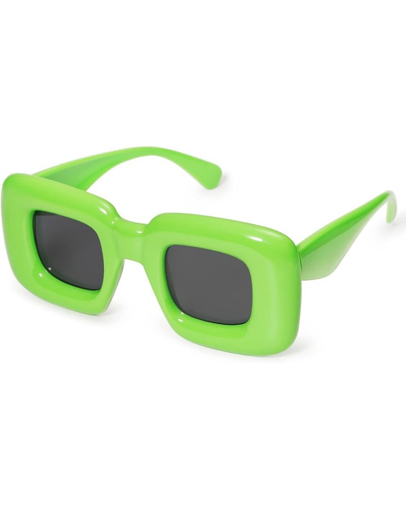 Cute Square Inflated Sunglasses for Women Men Trendy Chunky Glasses Retro Thick Frame Funny Mask Shades VL9733 Light Green $8...