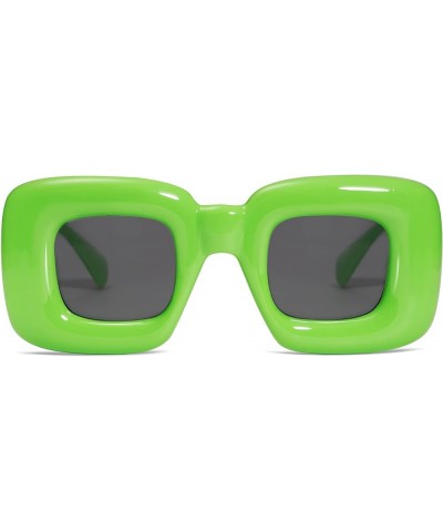 Cute Square Inflated Sunglasses for Women Men Trendy Chunky Glasses Retro Thick Frame Funny Mask Shades VL9733 Light Green $8...