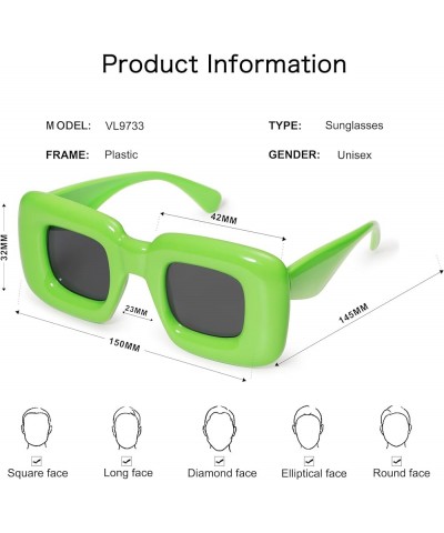 Cute Square Inflated Sunglasses for Women Men Trendy Chunky Glasses Retro Thick Frame Funny Mask Shades VL9733 Light Green $8...