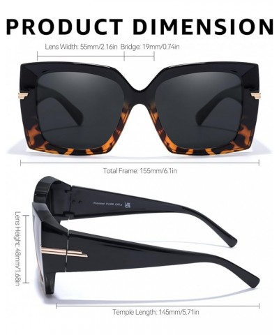 Polarized Fit Over Sunglasses for Women, Trendy Oversized Wear Over Glasses with UV400 Protection A09 Black Brown Frame Grey ...