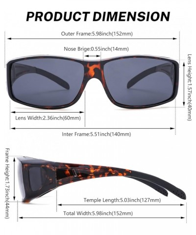 Sunglasses Fit Over Glasses, Polarized Lens Wear Over Prescription Glasses, Wrap Around Sunglasses for Men Women B1* Leopard ...