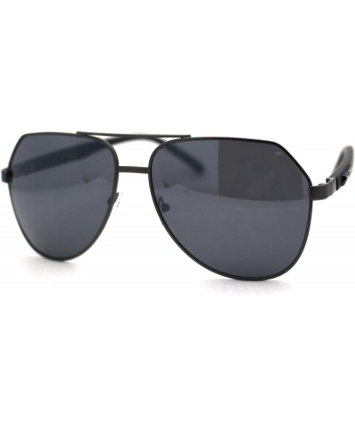 Xloop Mens Metal Rim Officer Style Racer Squared Geometric Sunglasses Gunmetal Black $9.87 Pilot