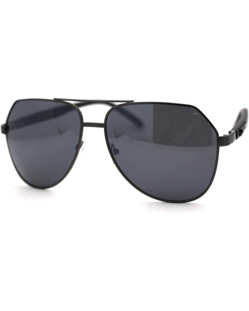 Xloop Mens Metal Rim Officer Style Racer Squared Geometric Sunglasses Gunmetal Black $9.87 Pilot