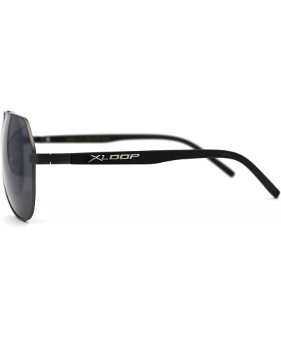 Xloop Mens Metal Rim Officer Style Racer Squared Geometric Sunglasses Gunmetal Black $9.87 Pilot